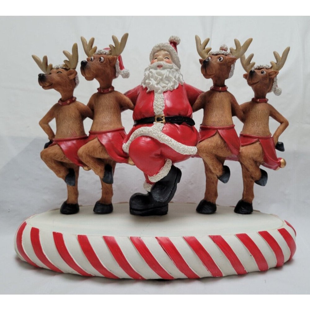 2008 Collections Etc Santa and Reindeer Dancing Musical Tabletop Decorat…